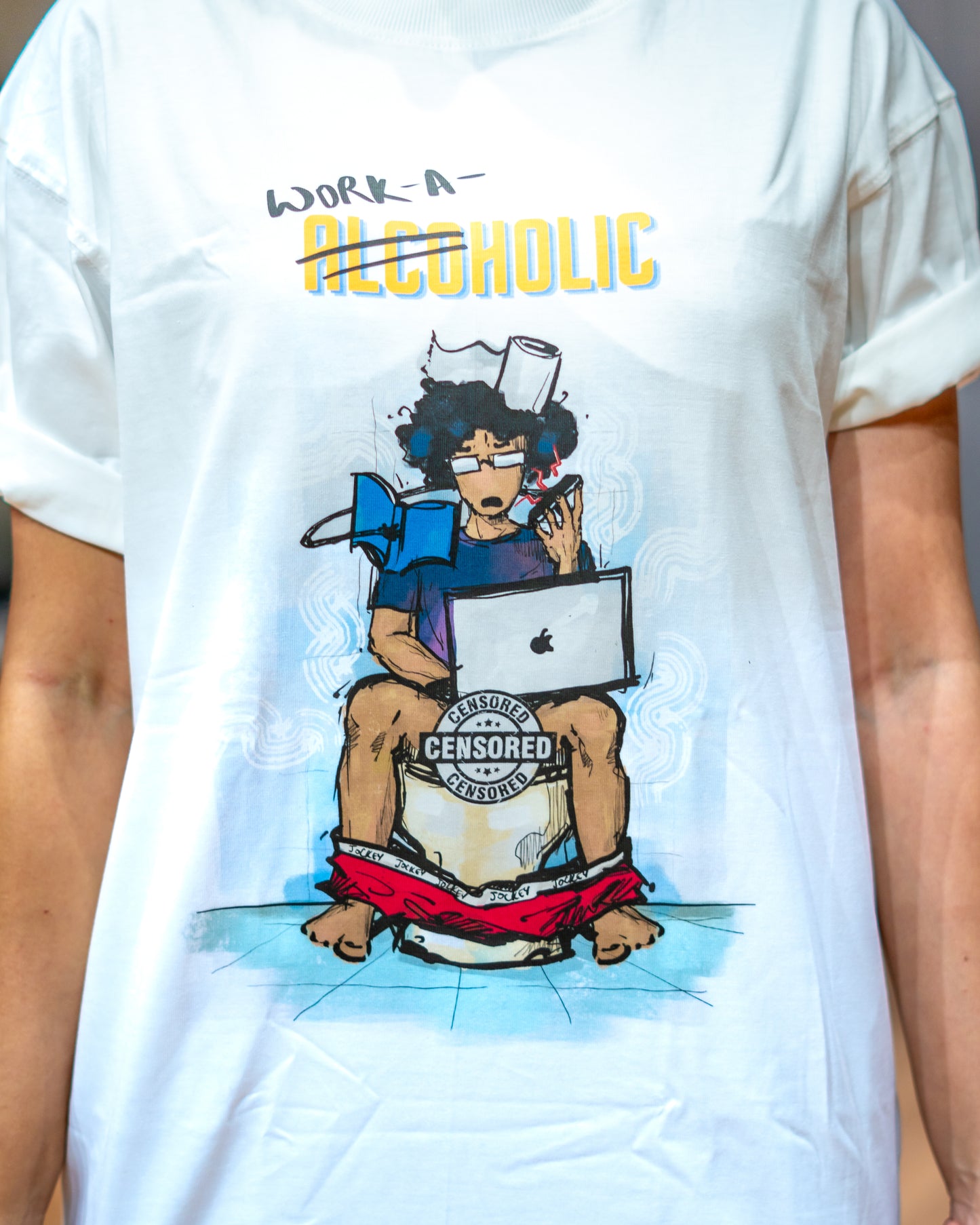 Workaholic Oversized Unisex White Tee