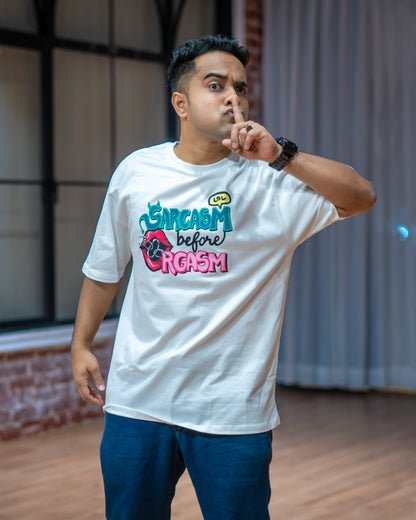 Sarcasm Oversized Unisex White Tee